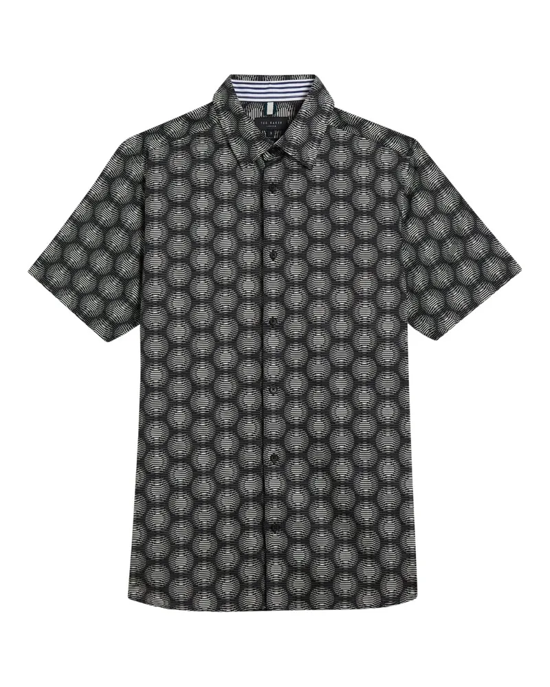 Ted Baker Pearsho Kurzarmshirt mit Kreis-Geo-Print - Schwarz Schwarz