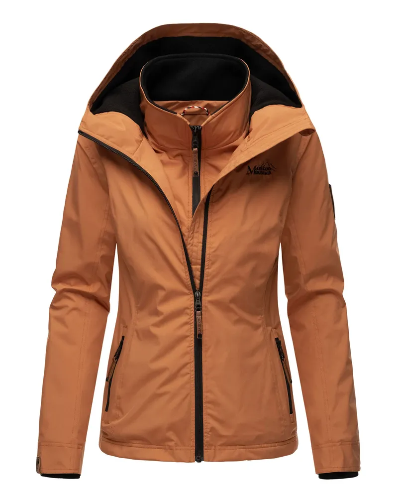 Marikoo Damen Übergangsjacke Erdbeere mit Doppelkragen & Fleece-Innenfutter Braun