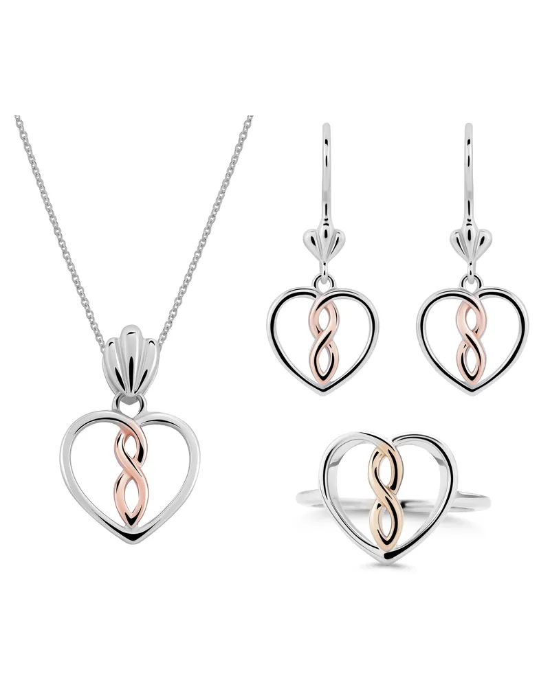Orphelia Delilah' Damen-Set aus 925er Sterlingsilber: Halskette + Ohrringe + Ring – Silber/Rosé SET-7475 Silber