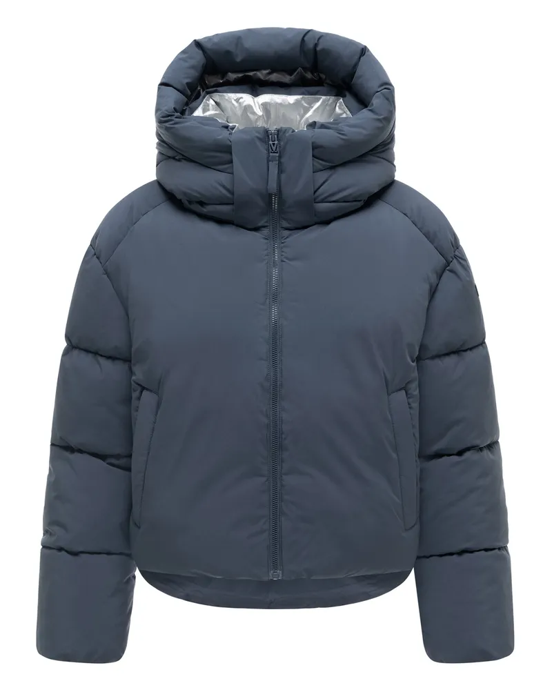 Marikoo Damen Winterjacke Zilvaa – kurze Pufferjacke mit abnehmbarer Kapuze Blau