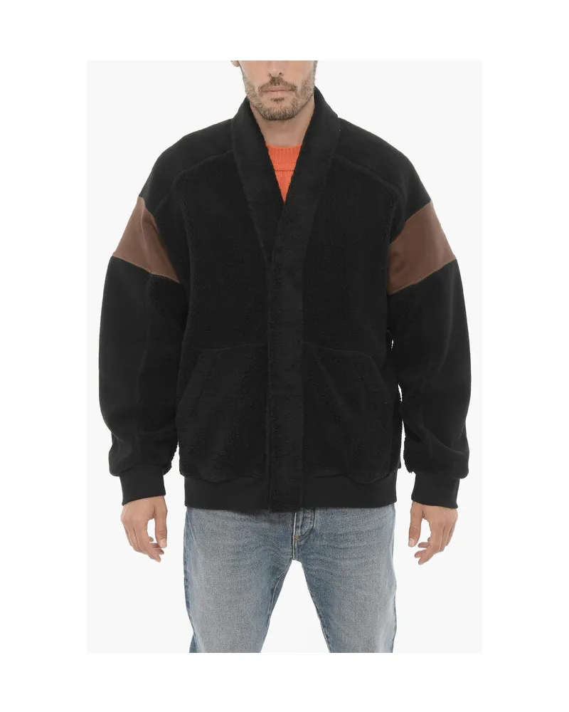 AMBUSH Fleece-Zweifarbiges KIMONO-Sweatshirt in Marrone, Nero Schwarz