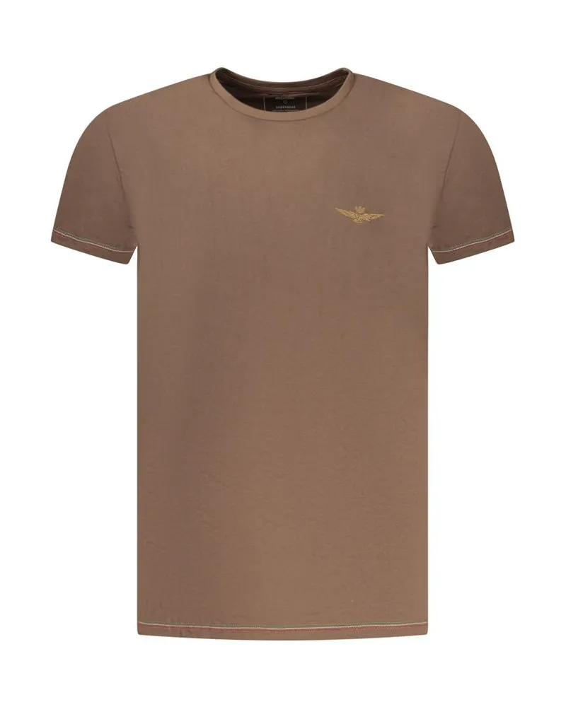 Aeronautica Militare Marrone Baumwolle Herren T-Shirt Braun