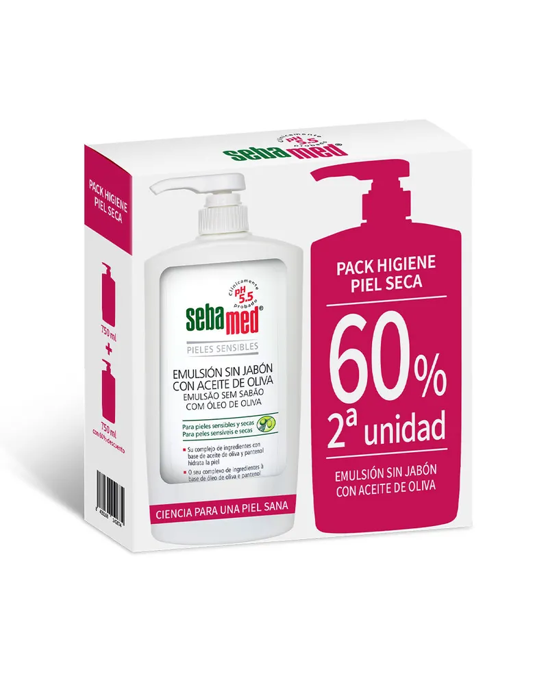 SEBAMED Emulsion ohne Seife Badegel mit Olivenöl, Duo 2 x 750 ml 