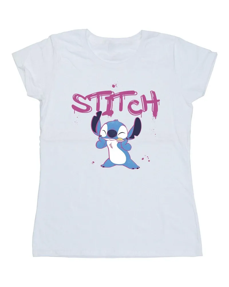 Disney Lilo And Stitch Graffiti" T-Shirt für Damen (Weiß Weiß