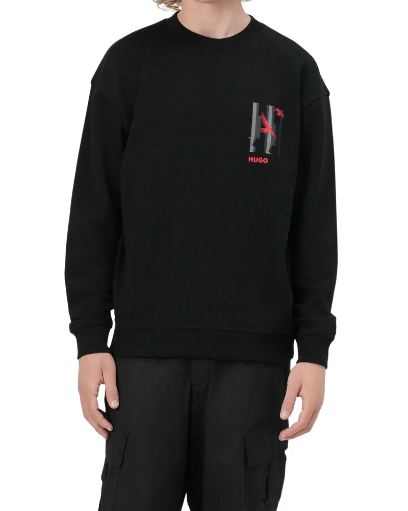 HUGO BOSS Sweatshirt für Herren, Überschnittene Schulter, Regulär (Schwarz Schwarz