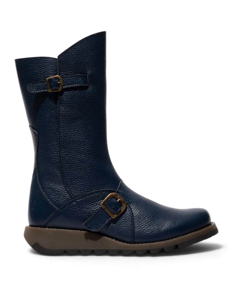 Fly London Damen Wadenhohe Lederstiefel in Marineblau - MES2913 Marineblau