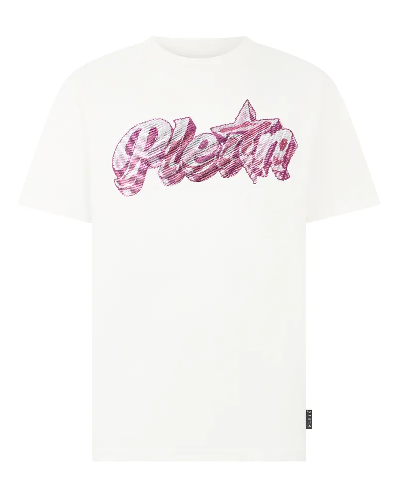Philipp Plein T-Shirt mit Rundhals und Gummy Plein Stones - Creme Creme