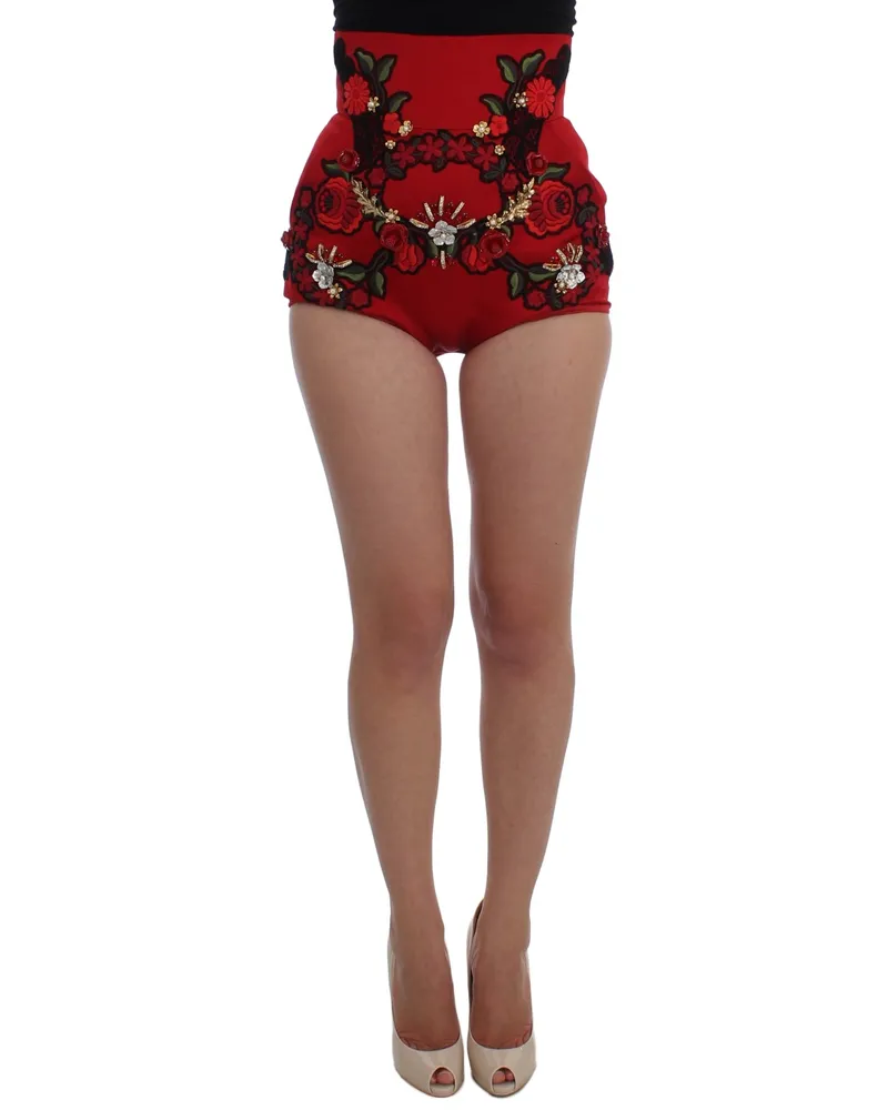 Dolce & Gabbana Dolce Gabbana Shorts Bestickte Hohe Taille Rot