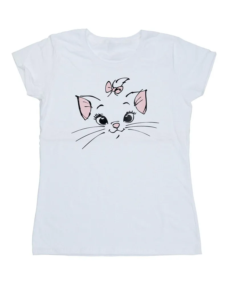 Disney Classics Marie Face Pocket" T-Shirt für Damen (Weiß Weiß