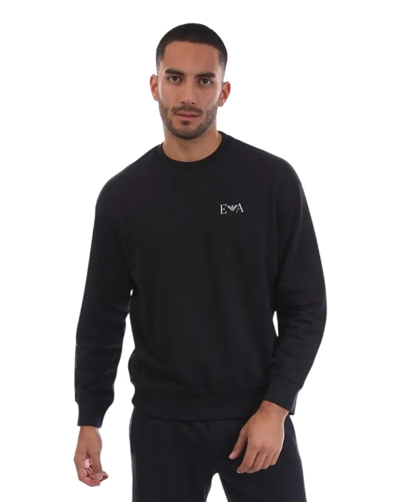 Emporio Armani EA7 - Sweatshirt für Herren, gerippt, Langärmlig (Dunkles Marineblau Marineblau