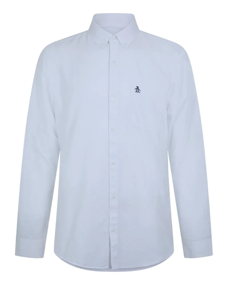 Original Penguin Button-Down-Hemd für Herren, Oxford-Stil, Langärmlig (Weiß Weiß