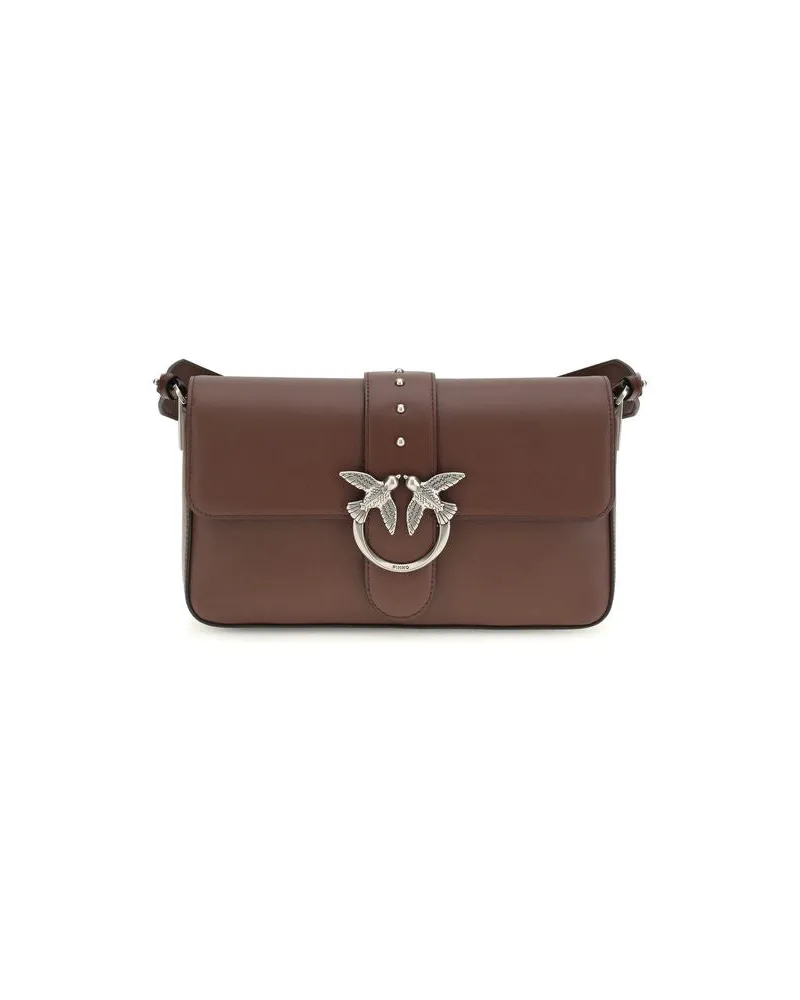 Pinko Braune Leder-Schultertasche Braun