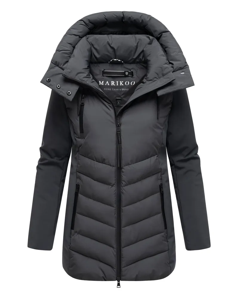 Marikoo Damen-Winterjacke Tivaa XVI mit Softshell und abnehmbarer Kapuze - Grau Grau