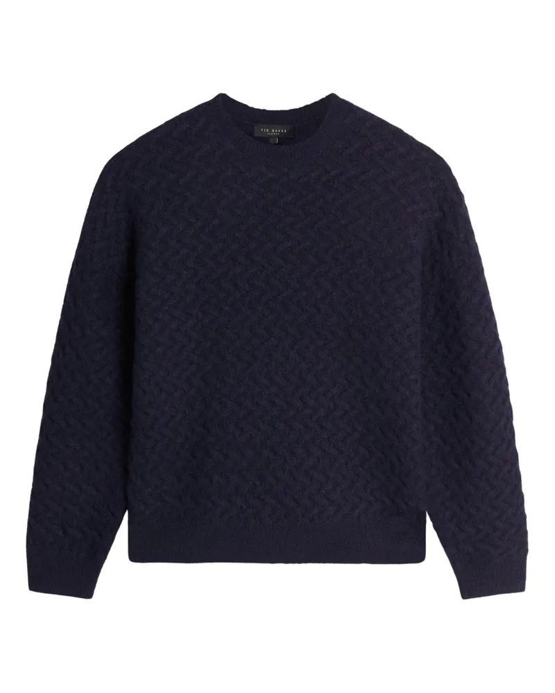 Ted Baker Morlea Pullover Mit Horizontalem Zopfmuster Und Lockerer Passform In Marineblau Marineblau
