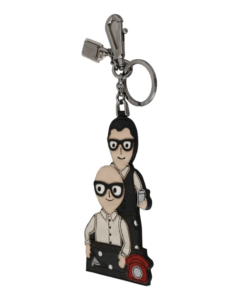 Dolce & Gabbana Leather Dominico Stefano #dgfamily Logo Badge's Keychain pour femmes Schwarz