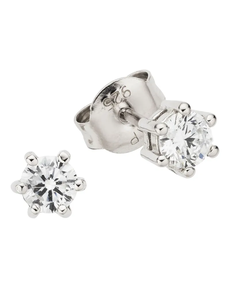 ZEEme Silber Ohrringe Silber 925 rhodiniert mit weißen Zirkonia-Steinen Silber