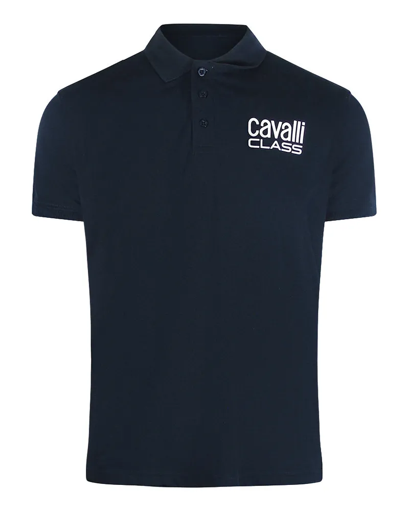 Roberto Cavalli Poloshirt mit auffälligem Logo - Marineblau Marineblau