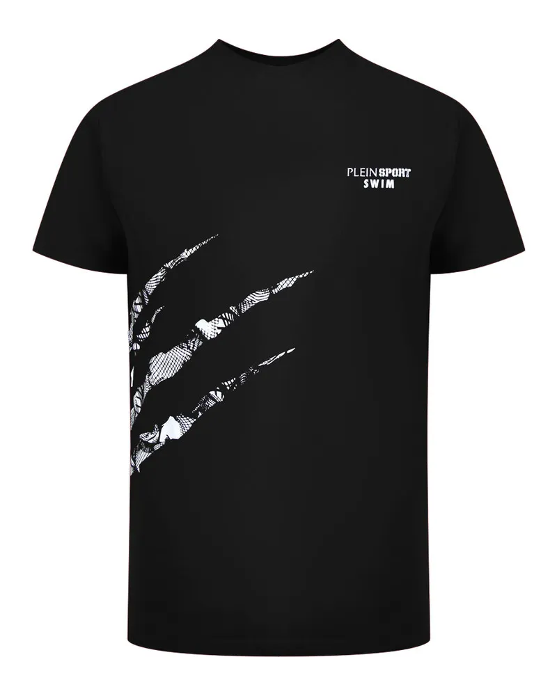 Philipp Plein Kurzarm Rundhalsausschnitt Scratch Logo T-Shirt in Dunkelgrau Dunkelgrau