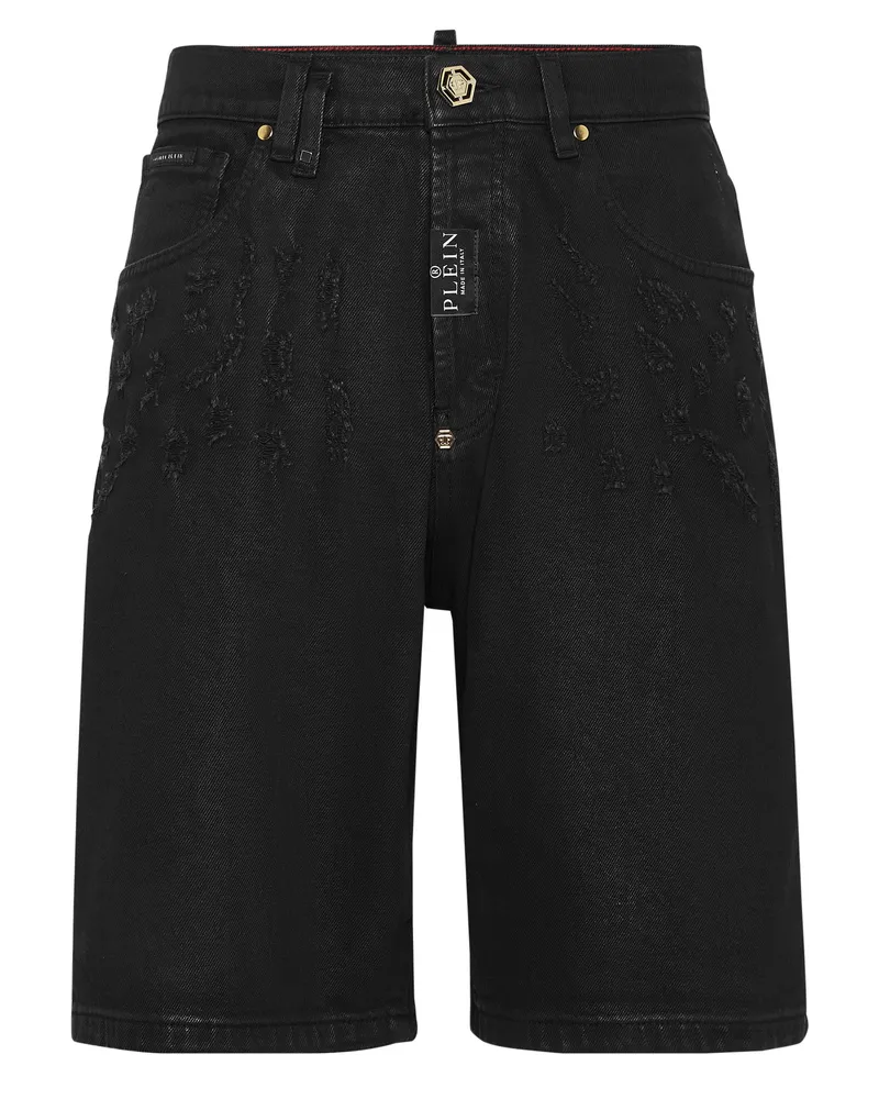 Philipp Plein Jeansshorts - Schwarz Schwarz