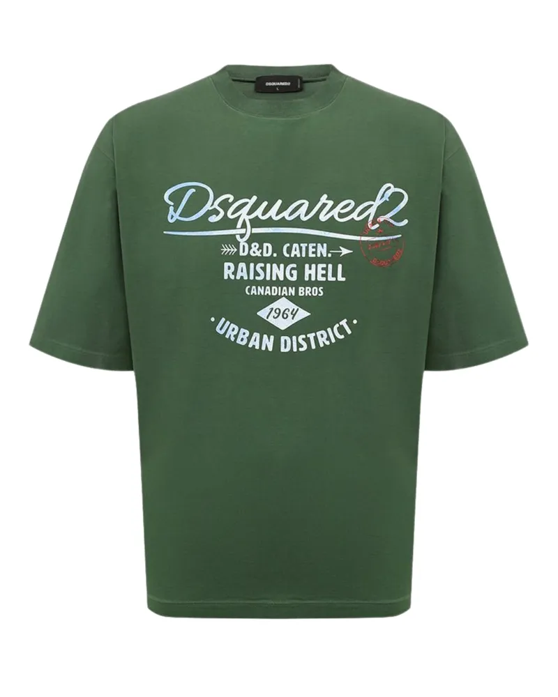 Dsquared2 Branded Raising Hell Logo Grünes T-shirt Grün