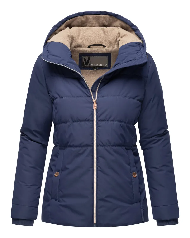 Marikoo Damen Steppjacke mit Fleece-Innenfutter & Kapuze – Alemee Blau