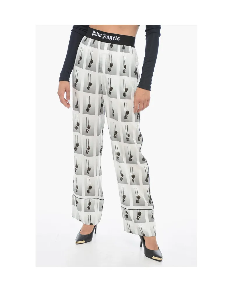 Palm Angels Pyjamahose MIRAGE mit Allover-Logo in Schwarz und Weiß Schwarz