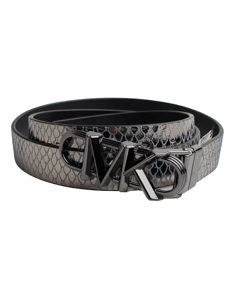 Michael Kors Wendbarer, schmaler Ledergürtel mit Metallfinish, Modell 558992 - Silber Silber