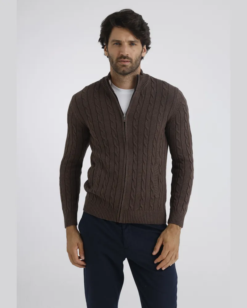 Felix Hardy Strickjacke Strickjacke Mit Zopfmuster Braun