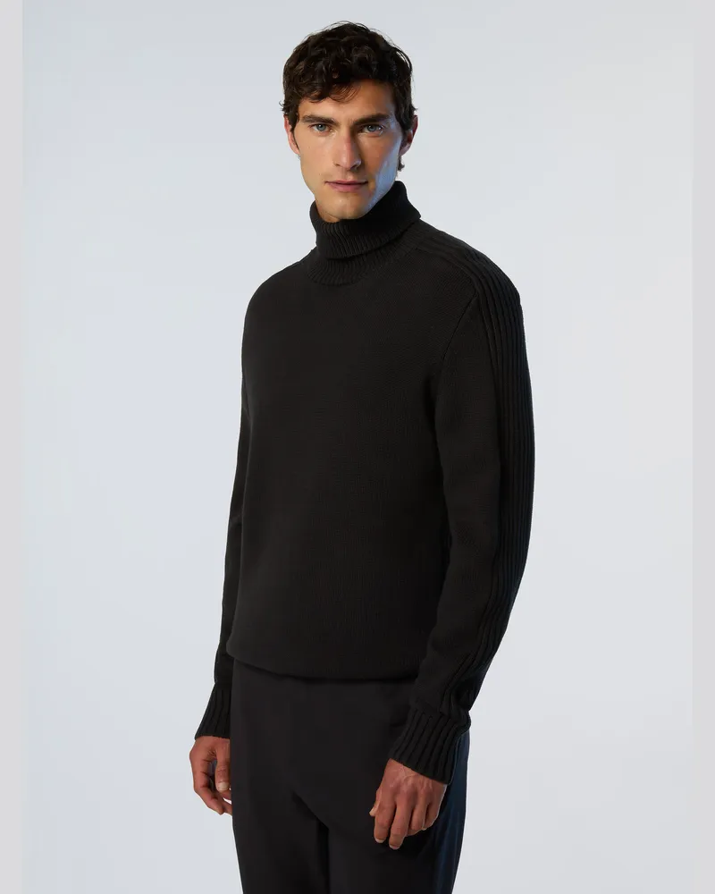 North Sails Pullover Rollkragen mit Rippbündchen Schwarz