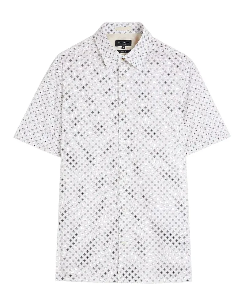 Ted Baker Forter Mens White Geo Print Hemd Weiß