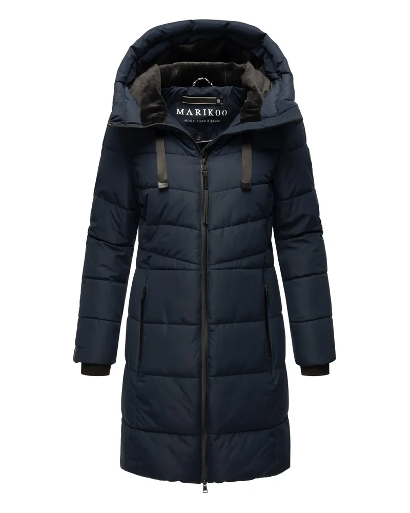 Marikoo Damen Winterjacke Natsukoo – warm, mit Teddyfell & Kapuze Blau