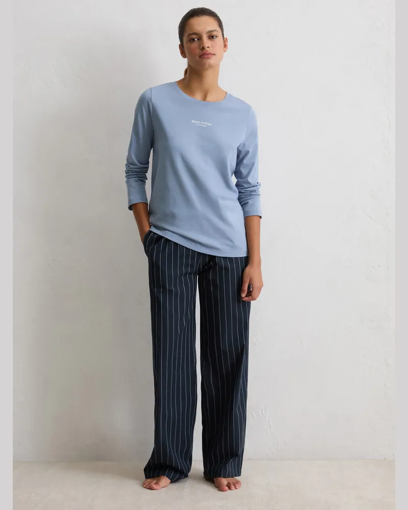 Marc O'Polo Pyjamaoberteil Mix N Match Cotton Blau