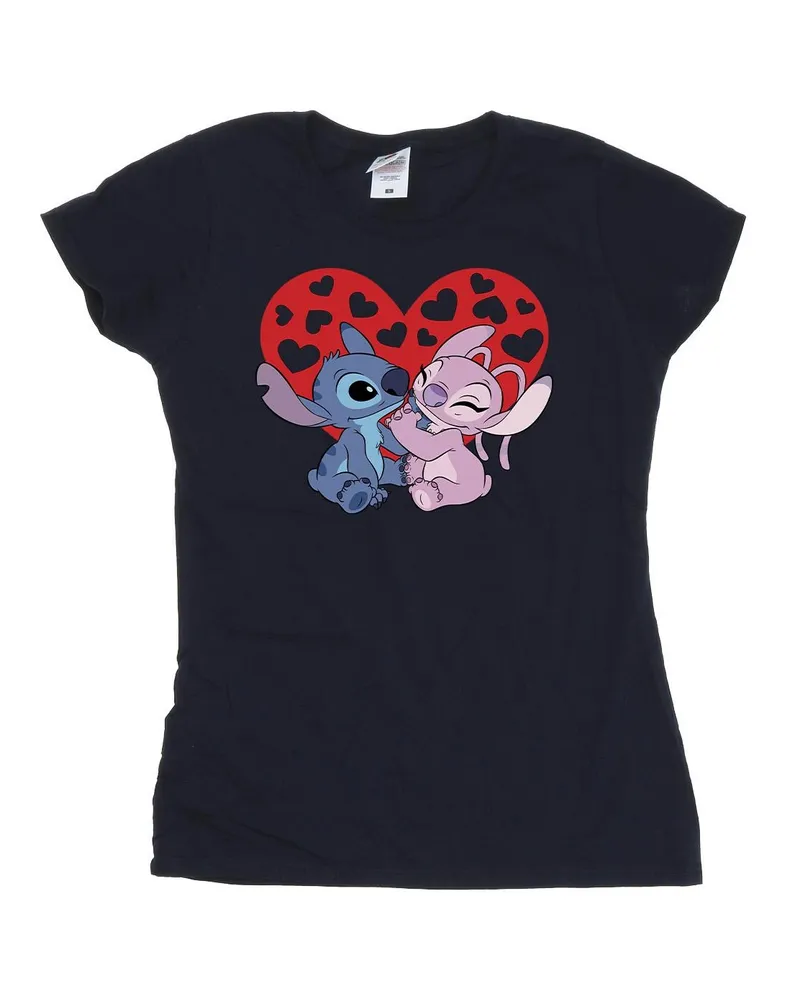 Disney Lilo & Stitch Hearts" T-Shirt für Damen (Marineblau Marineblau