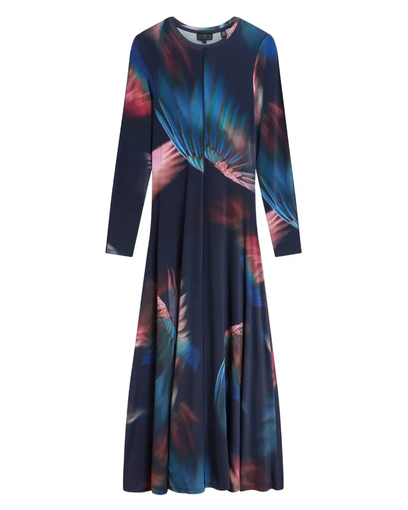 Ted Baker Georii Bedrucktes, Eng Anliegendes Jersey-langarmkleid In Marineblau Marineblau