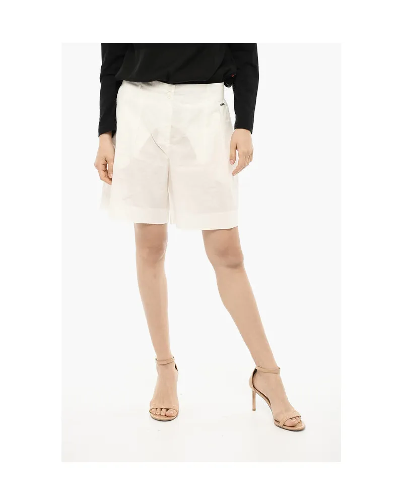 Woolrich Doppelt plissierte Shorts mit Gürtelschlaufen in Weiß Weiß