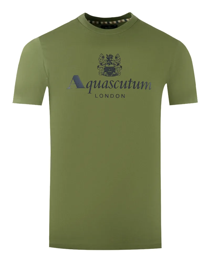 Aquascutum London Aldis Marke Logo Armee Grün T-Shirt Grün