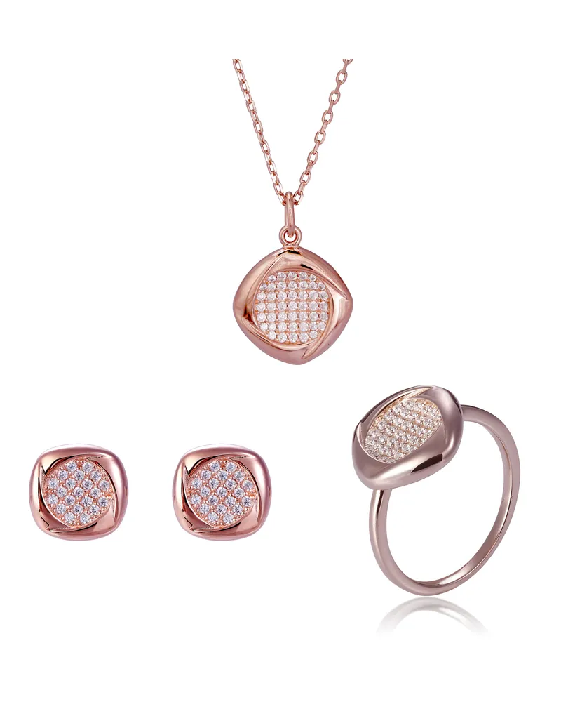Orphelia Amalia' Damen-Set aus 925er Sterlingsilber: Halskette + Ohrringe + Ring – Rosé SET-7442 Rosé