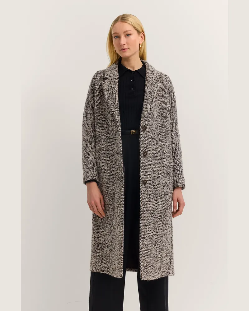 Bugatti Damen Langer Mantel mit Reverskragen & Flexcity Stretch Schwarz