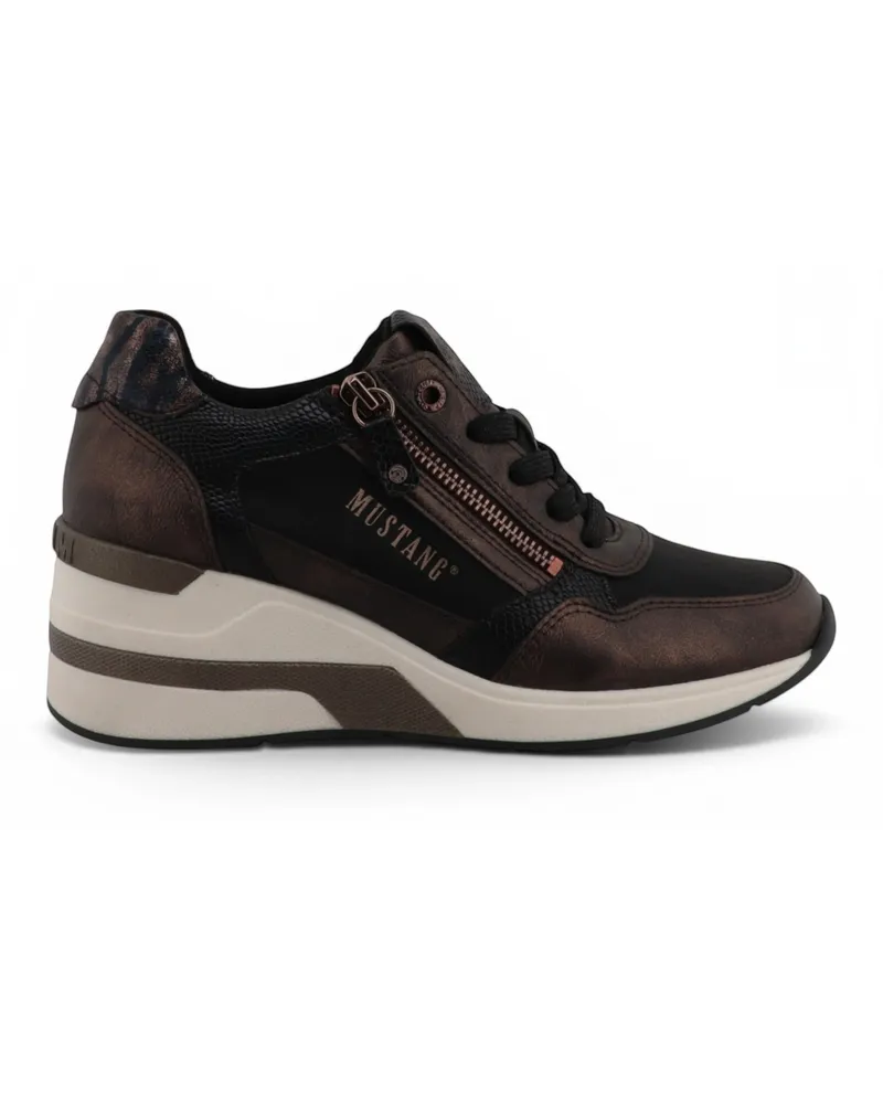 Mustang Damen Schwarze Plateau-Sneaker Trainer Freizeitschuhe – M0872003 Schwarz