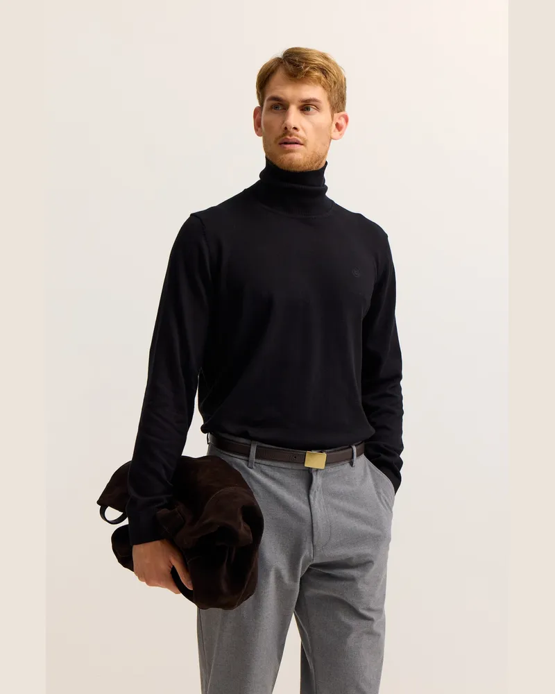 Bugatti Herren Rollkragen Pullover  aus reiner Baumwolle Schwarz