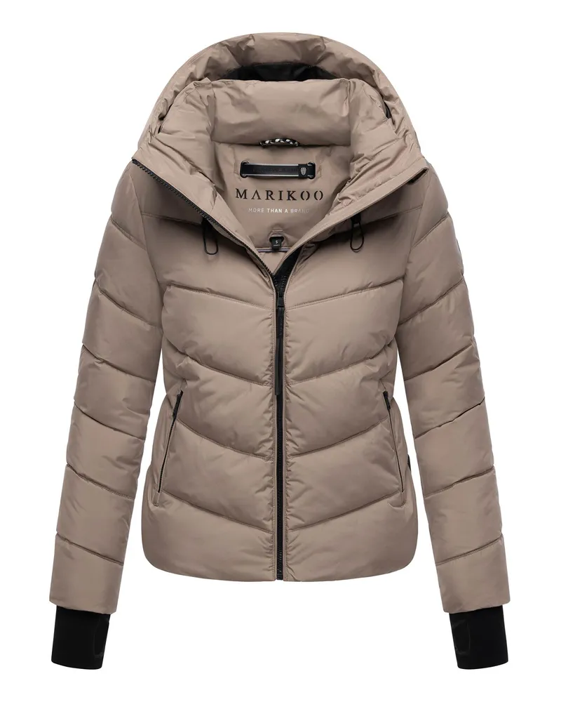 Marikoo Damen Steppjacke Yukanii mit Kapuze & femininer Passform Grau
