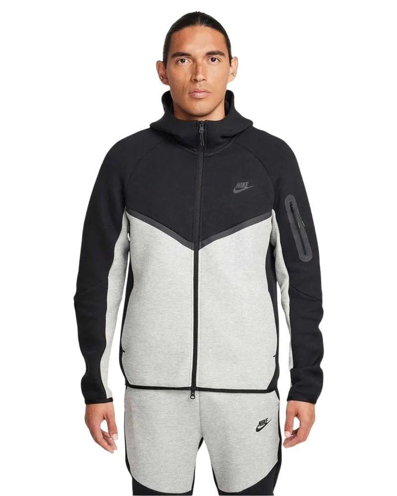 Nike Tech" Hoodie mit durchgehendem Reißverschluss für Herren (Schwarz/Grau Schwarz