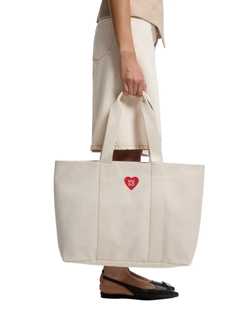 HUGO BOSS Becky" Tragetasche, Herz, Canvas, Alltag (Weiß Weiß