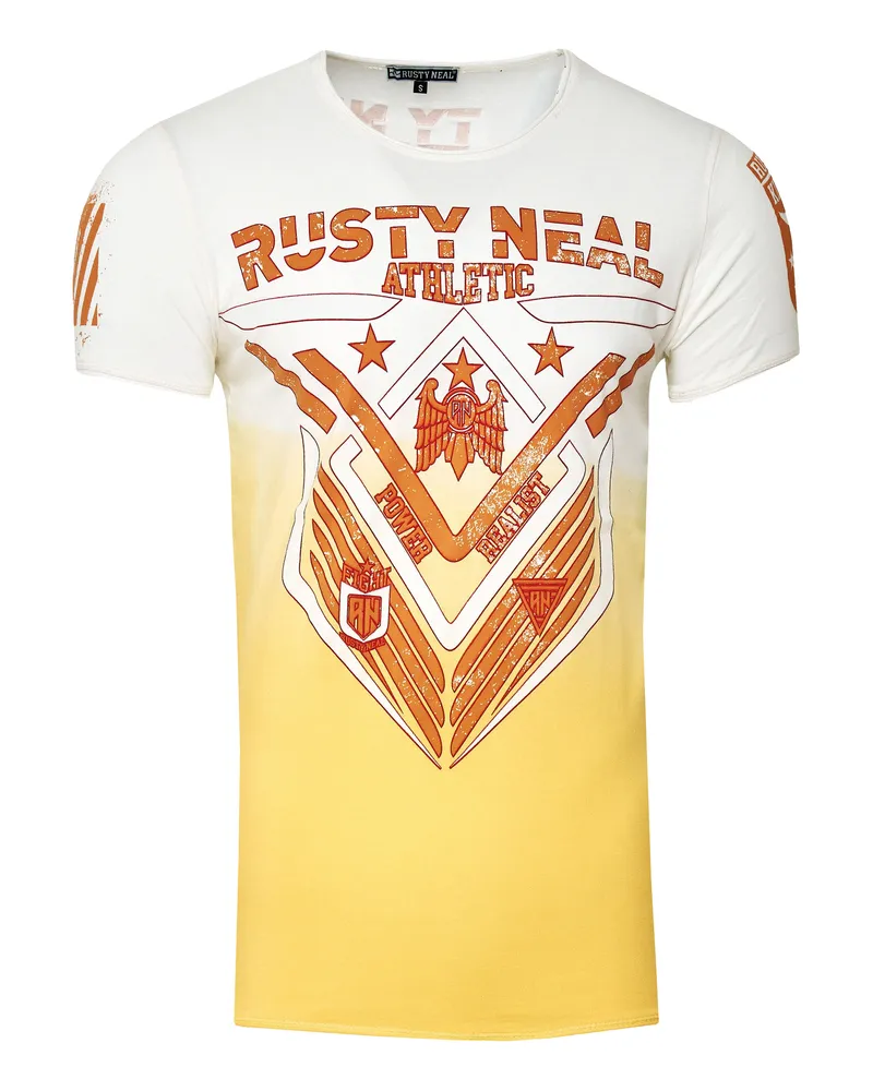 Rusty Neal Rundhals T-Shirt mit Front-Print Gelb