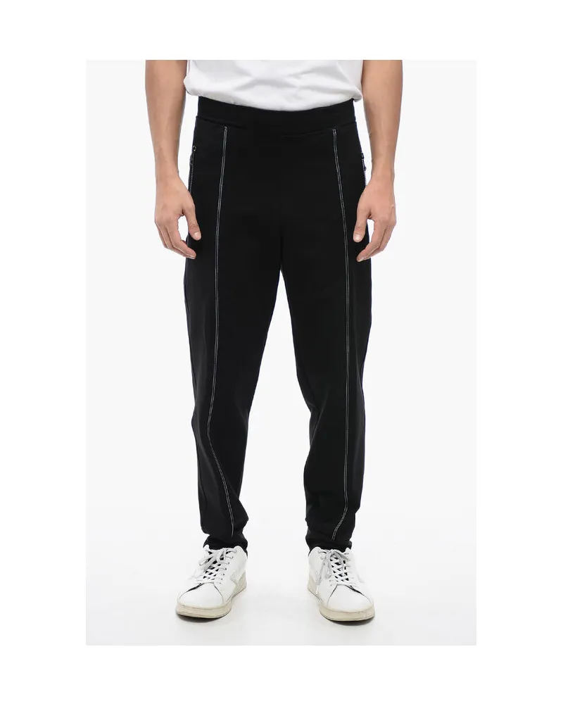 Neil Barrett Schwarze Jogginghose aus Viskosemischung mit Tape-Detail im Tape-Fit Schwarz