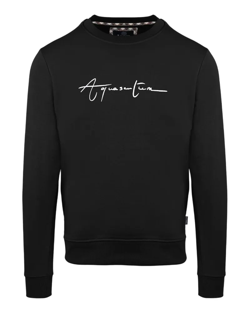 Aquascutum Sweatshirt für Herren, Rundhalsausschnitt, Regulär (Schwarz Schwarz