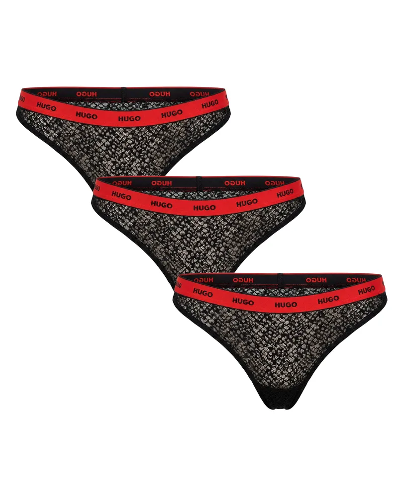 HUGO BOSS 3er-Pack Damen Spitze Slips mit Logo 50535265 Schwarz