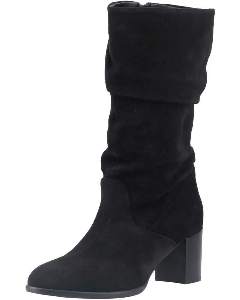Hush Puppies Cosima Wildleder Damen Schwarze Wildleder Kniehohe Stiefel mit Absatz Schwarz