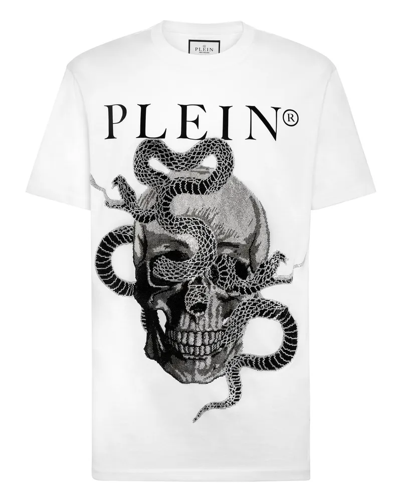 Philipp Plein T‑Shirt mit Rundhals und Snake-Motiv - Weiß Weiß