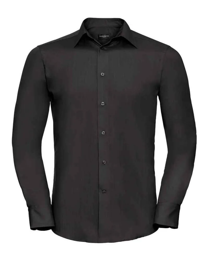 Russell Athletic Russell Collection - Formelles Hemd Pflegeleicht für Herren Langärmlig (Schwarz Schwarz